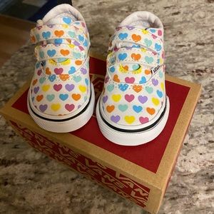 Multicolor heart toddler Vans. Size 3. Brand new in box!